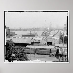 Poster Píers da Holland-America Line, Hoboken, N.J. c1905