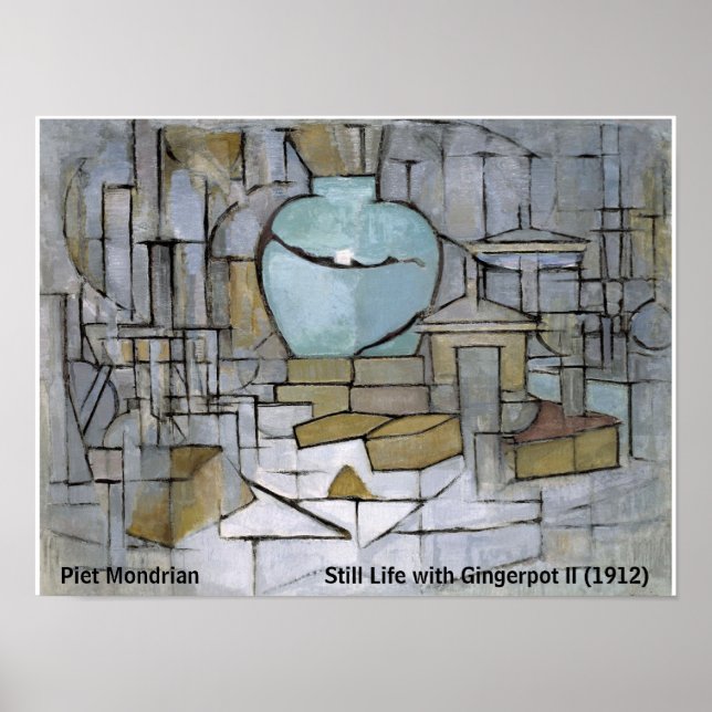 Poster Piet Mondrian Ainda Vive com Gingerpot II (Frente)