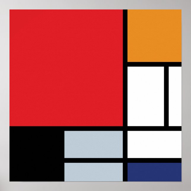 Pôster Piet Mondrian - Composição com Grande Plano Vermel (Frente)