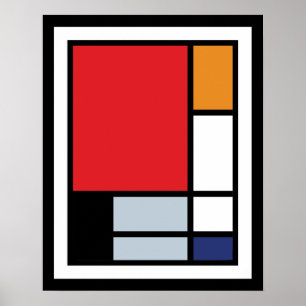 Poster Piet Mondrian - Composição com Plano Vermelho Gran