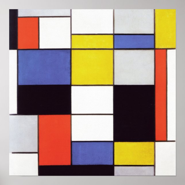Poster Piet Mondrian Composition Abstrato Art Geométrico (Frente)