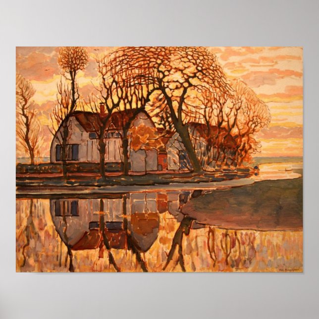 Pôster Piet Mondrian Modern Art (Frente)