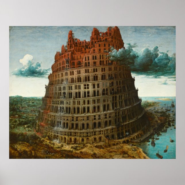 Pôster PIETER BRUEGEL - A pequena torre de Babel 1563 (Frente)