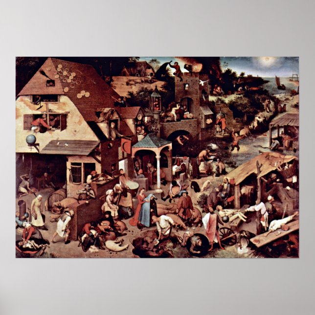 Pôster Pieter Bruegel, o Velho - Os Provérbios Holandeses (Frente)