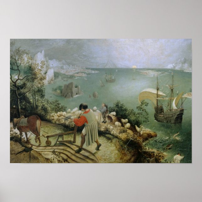 Poster Pieter Bruegel, o Velho - Paisagem Caiu de Icarus (Frente)