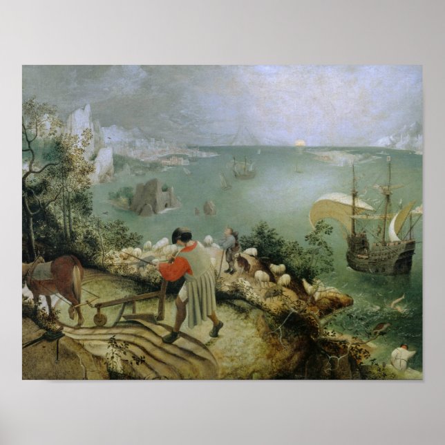 Poster Pieter Bruegel, o Velho - Paisagem Caiu de Icarus (Frente)