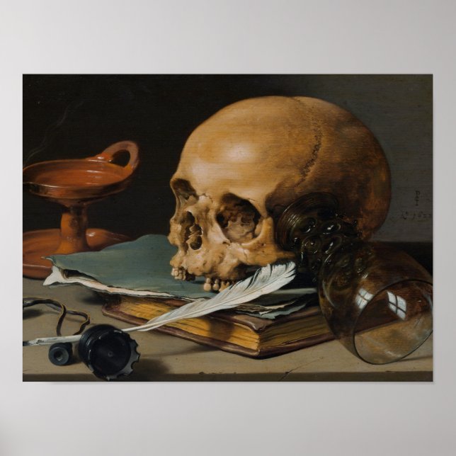Poster Pieter Claesz: Vida Estática com o Crânio (Frente)