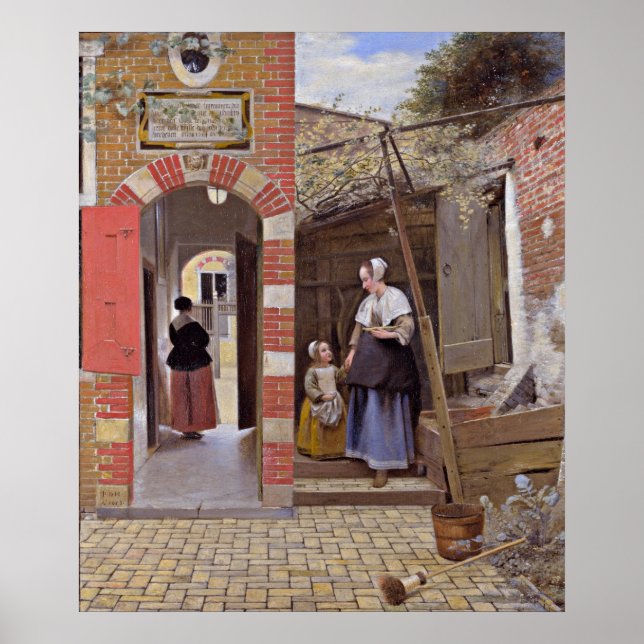Pôster Pieter de Hooch - Courtyard of a House in Delft (Frente)