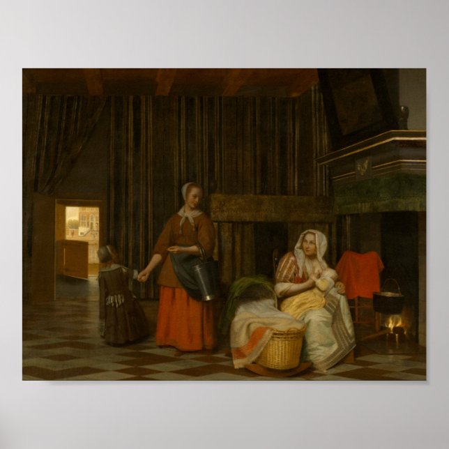 Poster Pieter de Hooch - Mulher e Criança (Frente)