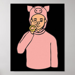 Poster Pig Animal ASL Gesto de Mão Surda Perda Auditiva S