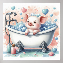 Poster Pig Banho de Espuma
