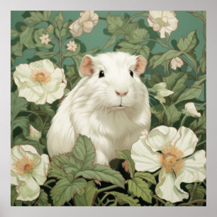 Poster Pig Floral Branco