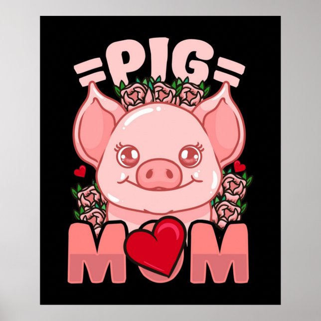 Poster Pig Mãe | Presente Para Proprietário Porco Mãe (Frente)