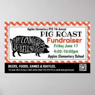 Poster PIG ROAST Fundraiser PTO Banner da Igreja PTA