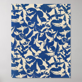 Poster Pigeons in white and blue Rijksmuseum Amsterdam