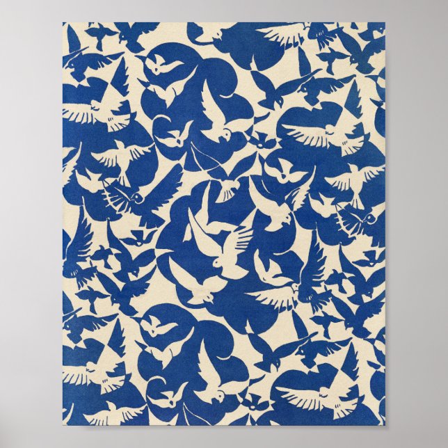 Poster Pigeons in white and blue Rijksmuseum Amsterdam (Frente)