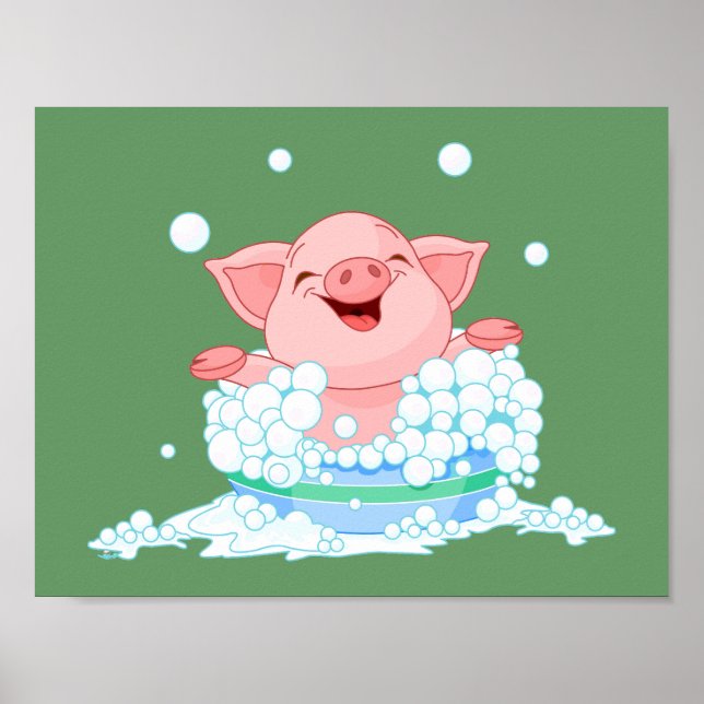 Poster Piggy Bath (verde) (Frente)
