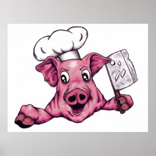 Pôster Piggy O Cartoon Hamicidal Maniac Pig Chef Art