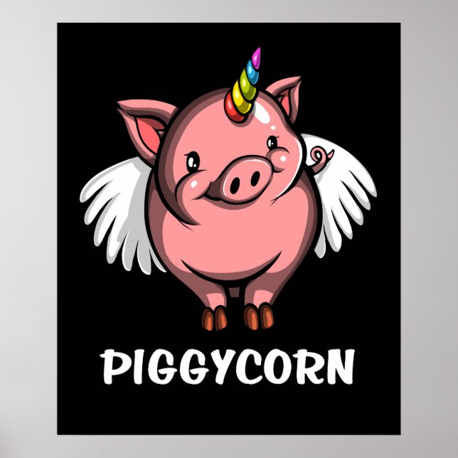 Poster Piggycorn Pig Unicorn Fazenda Magnética Animal (Frente)