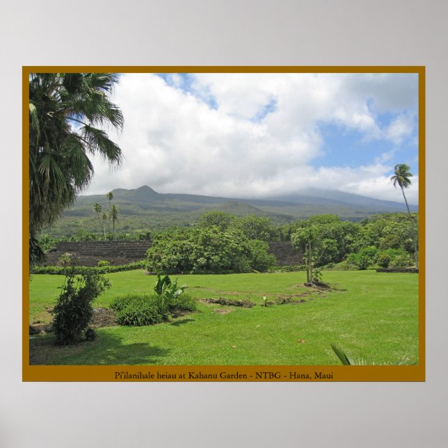 Poster Pi'ilanihale Heiau no Jardim Kahanu - Maui (Frente)