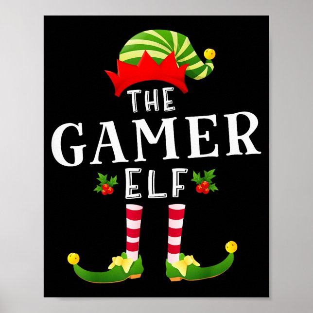 Poster Pijama Combinante de Natal do Elfo Gamer  (Frente)