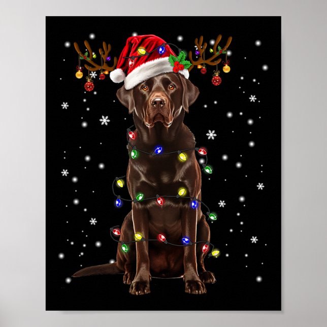 Poster Pijama de Luz de Árvore de Natal Labrador Lab Choc (Frente)