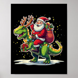Poster Pijama de Luzes de Natal com Papai Noel Montado em