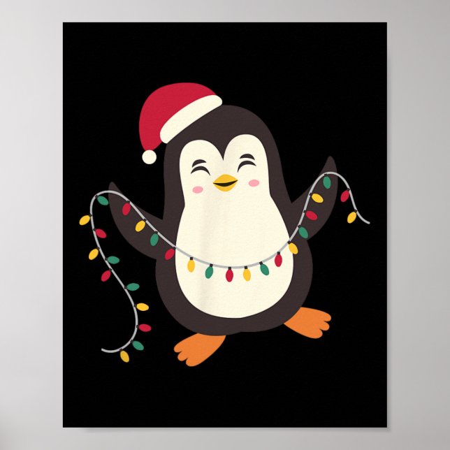 Poster Pijamas Cutes Pinguins Papais noeis Xmas Luzes de  (Frente)