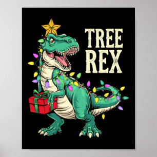Poster Pijamas de Natal Dinossauro Árvore Rex Homens Meni