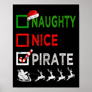 Poster Pijamas de Natal Pirata Malvado Divertido Natal