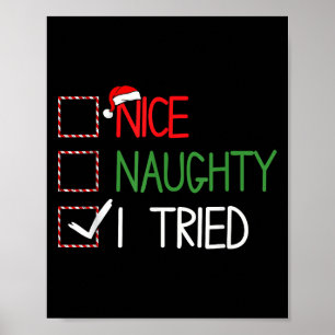 Poster Pijamas engraçados de Natal Bom Maluco Eu Tentei X