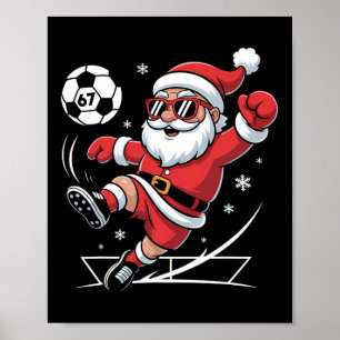 Poster Pijamas engraçados de Natal do Papai Noel de futeb