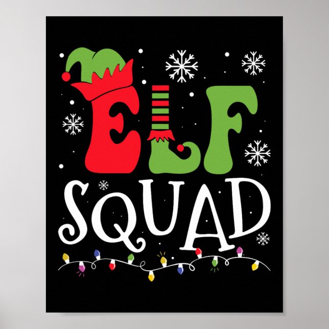 Poster Pijamas Natal Famílias de Elfos Combinando Natal D (Frente)