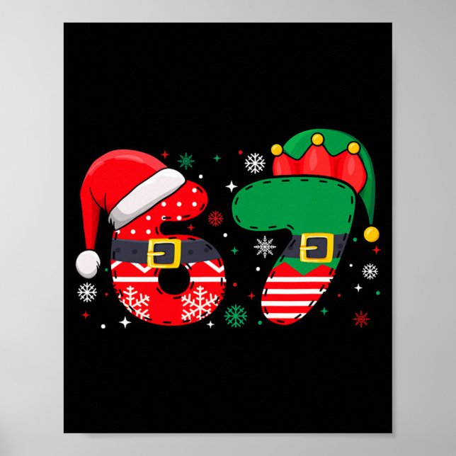 Poster Pijamas Natal Xmas Engraçado 67 Seis Sete Meme 6-7 (Frente)