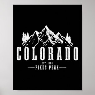 Poster Pikes Peak Colorado Est. 1806 Montanhas Vintage EU