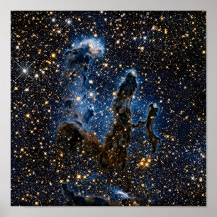 Pôster Pilares da Criação Nebulosa da Águia Infravermelho
