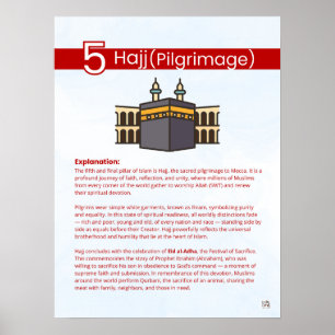 Poster Pilares do Islã - Hajj (Peregrinação) Vermelho