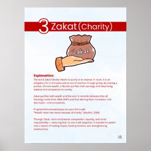 Poster Pilares do Islã - Zakat (Caridade) Vermelho