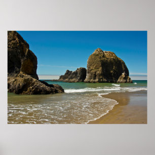 Poster Pilares marinhos, maré baixa, Oceanside, Oregon, E