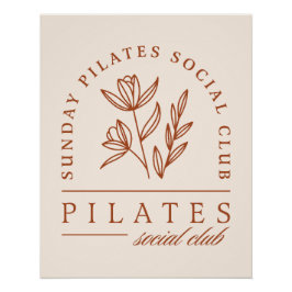 Pôster Pilates club domingo boho floral lotus estético