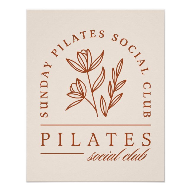 Pôster Pilates club domingo boho floral lotus estético (Frente)