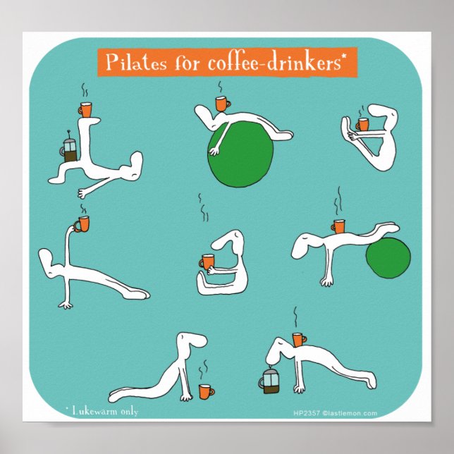 Pôster pilates para beber café (Frente)