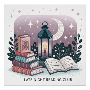 Pôster Pilha de Livros Lanterna do Clube de Leitura Notur