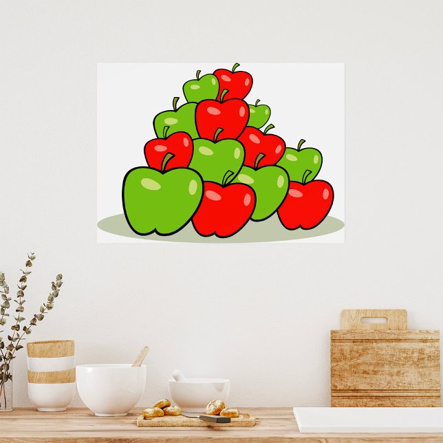 Poster Pilha de Maçãs Vermelhas e Verdes Fruta Fresca (Criador carregado)