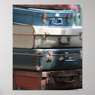 Poster Pilha de malas de viagem do vintage