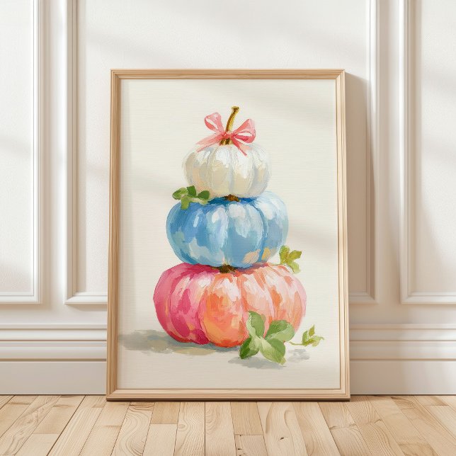Poster Pilha de Pumpkin de Pastel de Queda Whimsical (Criador carregado)