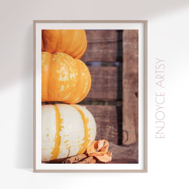 Poster Pilha de queda de abóboras laranja foto acolchoada (Criador carregado)