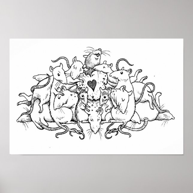 Pôster Pilha de rato com biscoito cardíaco (Frente)