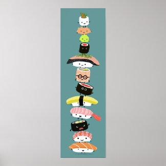 Poster Pilha de Sushi Bonita - Torre de Amigos Sushi Kawa