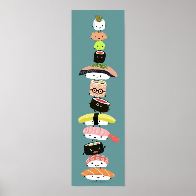 Poster Pilha de Sushi Bonita - Torre de Amigos Sushi Kawa (Frente)